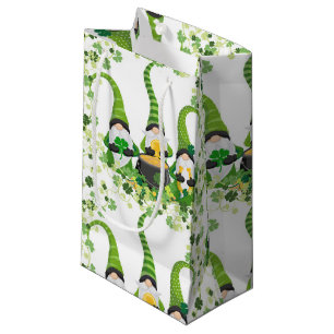 Petit Sac Cadeau St Patrick's Day Vert Trèfles Vieux Leprechaun
