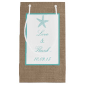 Petit Sac Cadeau Starfish Turquoise Burlap Beach Wedding Collection (Devant)