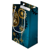 Petit Sac Cadeau Steampunk Arrière - plan turquoise avec Gears (Dos Angle)