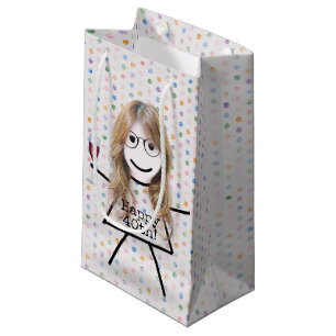 Petit Sac Cadeau Stick Girl with Wine for 40th Birthday