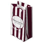 Petit Sac Cadeau Stripes Maroon Classique Personnalisées (Devant Angle)