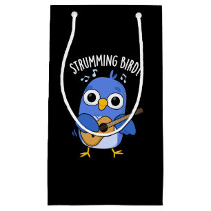 Petit Sac Cadeau Strumming Bird Funny Animal Pun Dark BG