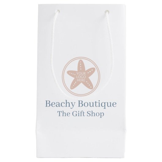 Petit Sac Cadeau Style Côtier Votre Logo Élégant Beach Business (Devant)