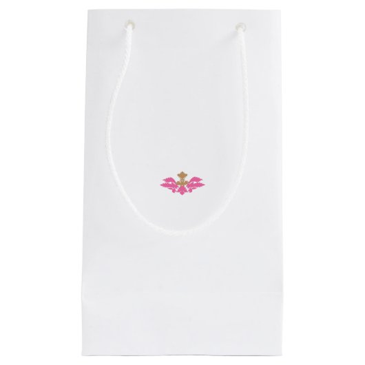 Petit Sac Cadeau Style Décor, Rose Chaud, Laiton Antique (Devant)