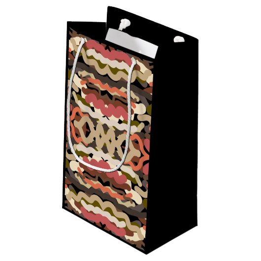 Petit Sac Cadeau Sud-Ouest Squiggly Laid Terre Tone Abstrait (Dos Angle)