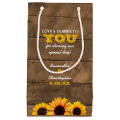Petit Sac Cadeau Sunflowers & Rustic Wood Mariage invité (Devant)