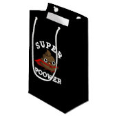 Petit Sac Cadeau Super Power Funky Super Hero Poop Pun Dark BG (Devant Angle)