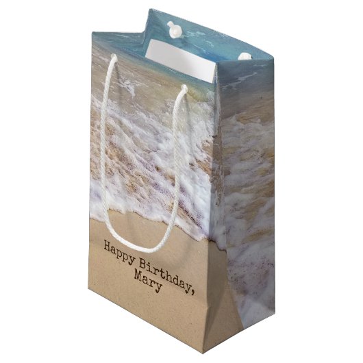 Petit Sac Cadeau surf de plage tropical sur sable (Devant Angle)