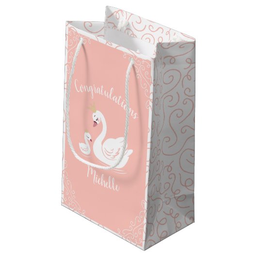 Petit Sac Cadeau Swans Baby shower Oiseau avec héritier (Dos Angle)