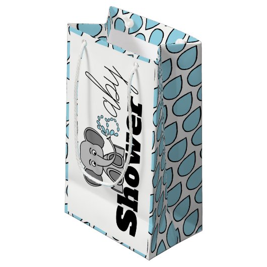 Petit Sac Cadeau Sweet Baby Elephant, Baby shower (Devant Angle)