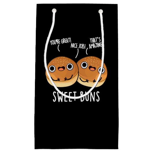 Petit Sac Cadeau Sweet Buns Funny Baking Pun Dark BG (Devant)