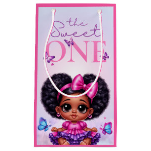 Petit Sac Cadeau Sweet ONE Afro Puff bébé fille pourpre 1er anniver