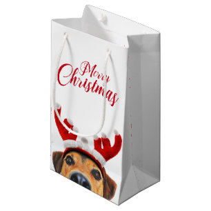 Petit Sac Cadeau Sympa Christmas Chien Reindeer Antler Headband