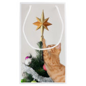 Petit Sac Cadeau Tabby orange et étoile de Noël (Dos)