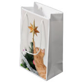 Petit Sac Cadeau Tabby orange et étoile de Noël (Dos Angle)