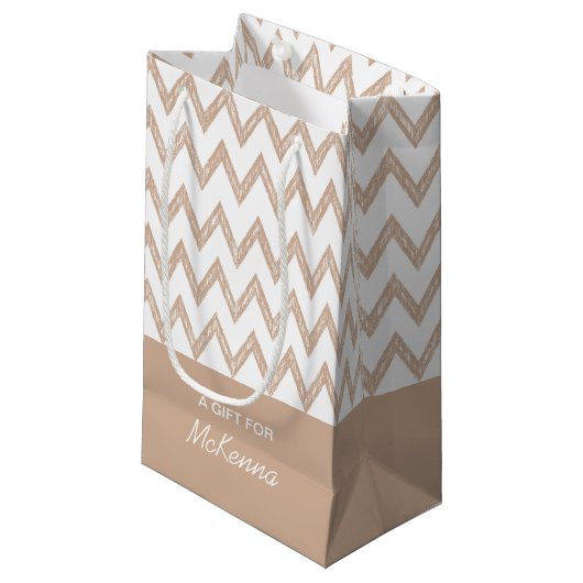 Petit Sac Cadeau Tan Chevron Tan Tan Tigzags au crayon tendance ave (Devant Angle)