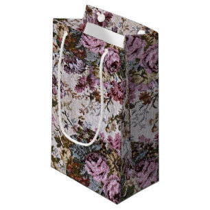 Petit Sac Cadeau Tapisserie rose ancienne