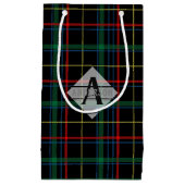 Petit Sac Cadeau Tartan écossais Monogramme vert rouge noir (Devant)
