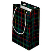 Petit Sac Cadeau Tartan écossais Monogramme vert rouge noir (Dos Angle)