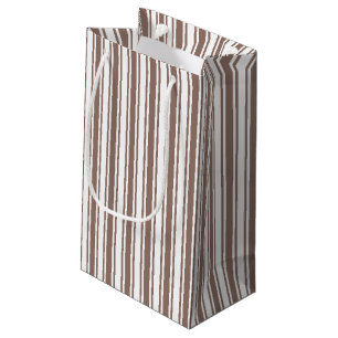 Petit Sac Cadeau Taupe brun et blanc bonbons rayures