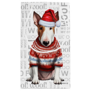 Petit Sac Cadeau Taureau Terrier Chien Woof Word Art Noël