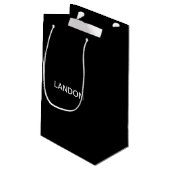 Petit Sac Cadeau Texte éditable moderne | Noir & Blanc (Dos Angle)