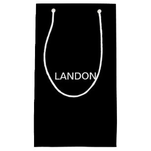 Petit Sac Cadeau Texte éditable moderne   Noir & Blanc