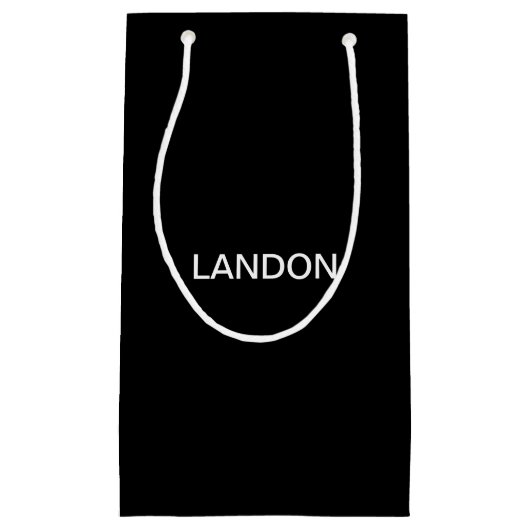 Petit Sac Cadeau Texte éditable moderne | Noir & Blanc (Devant)