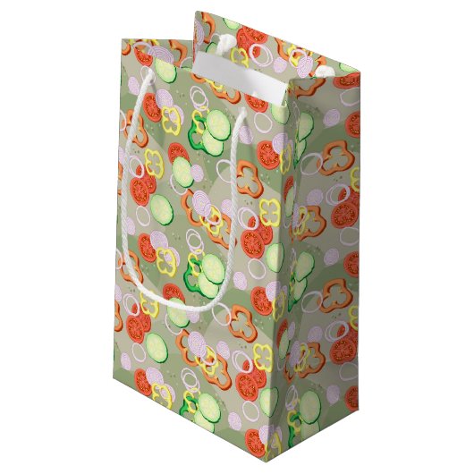 Petit Sac Cadeau Texture avec des tranches de légumes (Dos Angle)