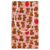 Petit Sac Cadeau Texture avec le nounours, coeurs (Devant)