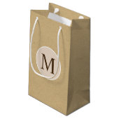 Petit Sac Cadeau Texture Brown de papier d'emballage de monogramme (Dos Angle)