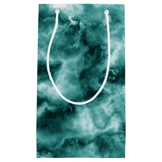 Petit Sac Cadeau Texture de marbre vert-foncé (Devant)