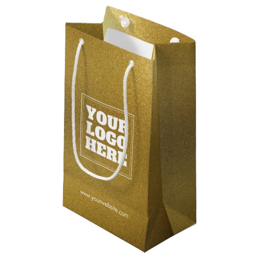 Petit Sac Cadeau Texture De Plaque Métallique Broyée D'Or Code QR (Devant Angle)