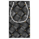 Petit Sac Cadeau Texture en cuir brillant avec perles d'or (Dos)