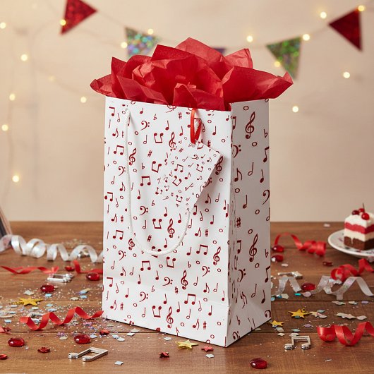 Petit Sac Cadeau Thème musical rouge
