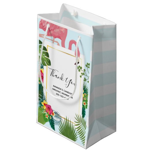 Petit Sac Cadeau Thème tropical de flamant rose mignon pour entrepr (Devant Angle)