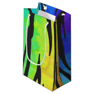 Petit Sac Cadeau Tiger noir et arc-en-ciel