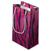 Petit Sac Cadeau Tiger rose chaud et noir (Dos Angle)