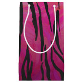 Petit Sac Cadeau Tiger rose chaud et noir (Devant)