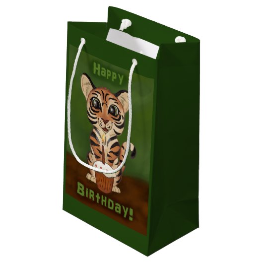 Petit Sac Cadeau Tigre d'anniversaire (Dos Angle)