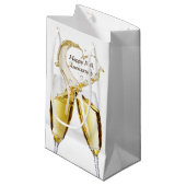 Petit Sac Cadeau Toast de Champagne pour 10e anniversaire (Devant Angle)