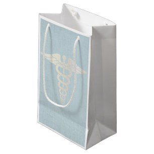 Petit Sac Cadeau Toile bleue chique de symbole Médicale de caducée