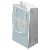Petit Sac Cadeau Toile bleue chique de symbole Médicale de caducée (Dos Angle)