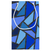 Petit Sac Cadeau Tons de motif en vitrail bleu (Dos)