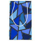 Petit Sac Cadeau Tons de motif en vitrail bleu (Devant)