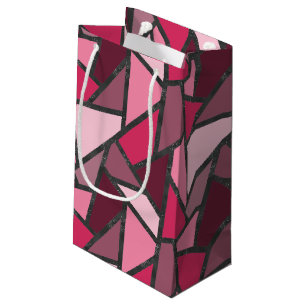 Petit Sac Cadeau Tons de motif en vitrail rose