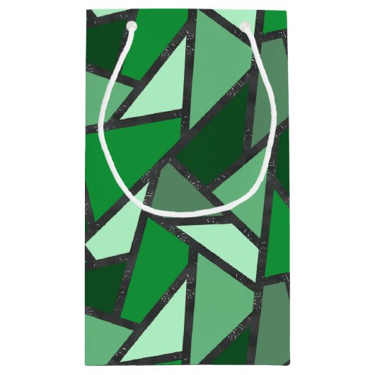 Petit Sac Cadeau Tons de motif en vitrail vert (Dos)