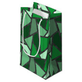 Petit Sac Cadeau Tons de motif en vitrail vert (Devant Angle)