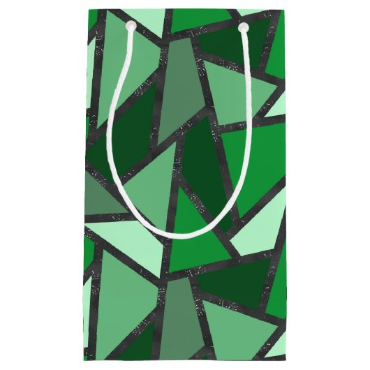Petit Sac Cadeau Tons de motif en vitrail vert (Devant)