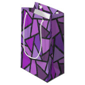 Petit Sac Cadeau Tons de vitrail violet motif (Devant Angle)